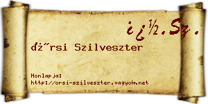 Örsi Szilveszter névjegykártya